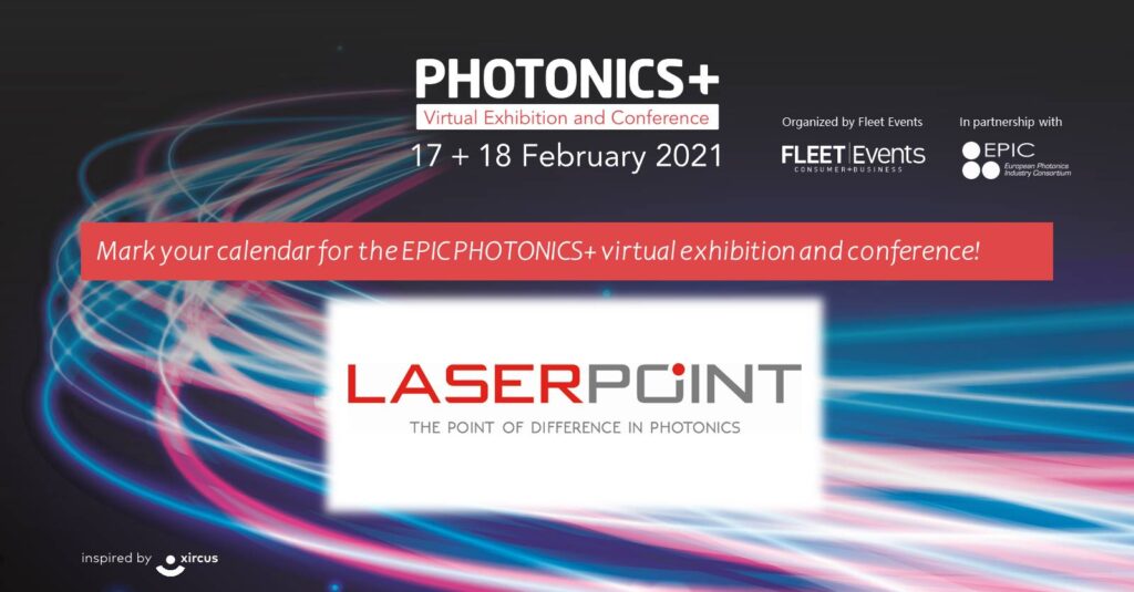 Laser Point exhibited at the EPIC PHOTONICS+ Virtual Exhibition and Conference on February 17th and 18th, 2021.We showed our BLINK family of High Speed laser sensors and we had a LIVE DEMO to show BLINK HS capabilities.